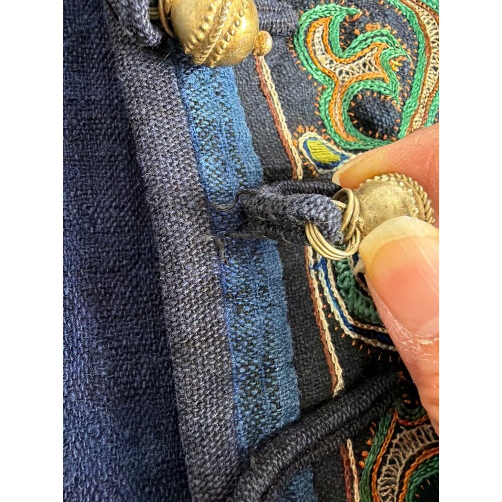 Vintage Hmong Handmade Indigo Jacket Embroidered Tribal OOAK Boho Artisan - Picture 11 of 16